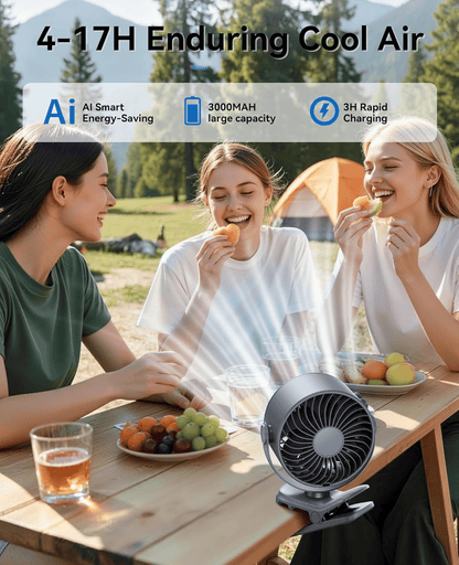 4000mAh Rechargeable Portable Clip on Fan-100-Speed Touch Control