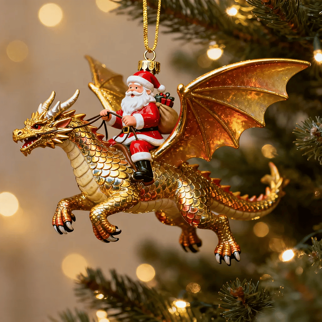 🎅🐉 Santa’s Dragon Riders Ornament Collection