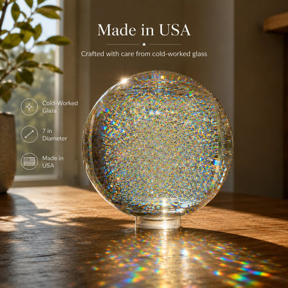 Holographic Refraction Art Sphere, Optical Glass Light Prism for Home Office Decor