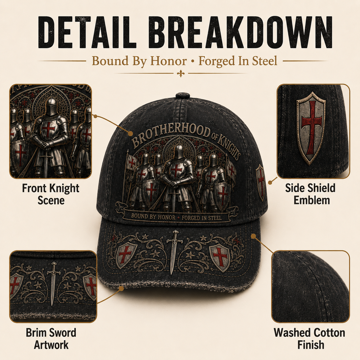 ⚔️ Bound By Honor, Forged In Steel – Knights Templar Cap