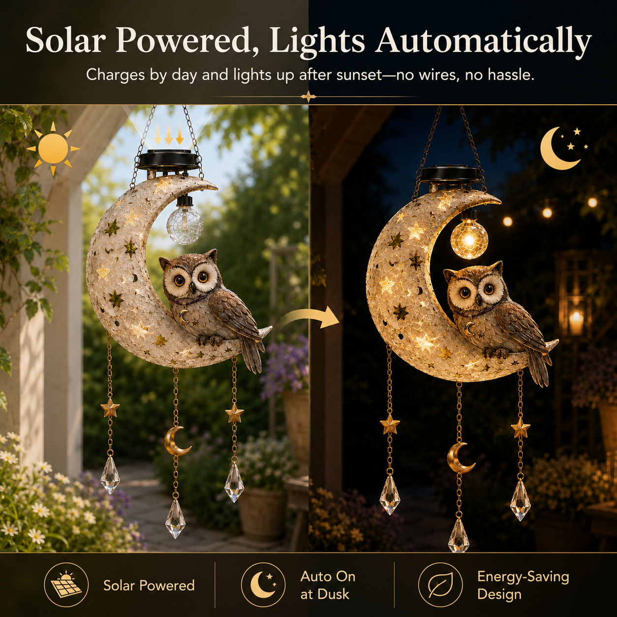 🔥 LAST DAY 49% OFF-Solar Owl Moon Garden Light