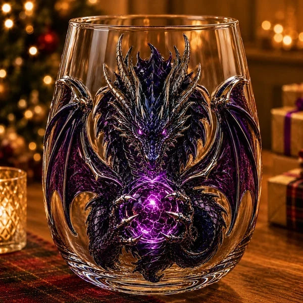 Mythic Dragon Glass Art Cup – Handcrafted Fantasy Whiskey Glass
