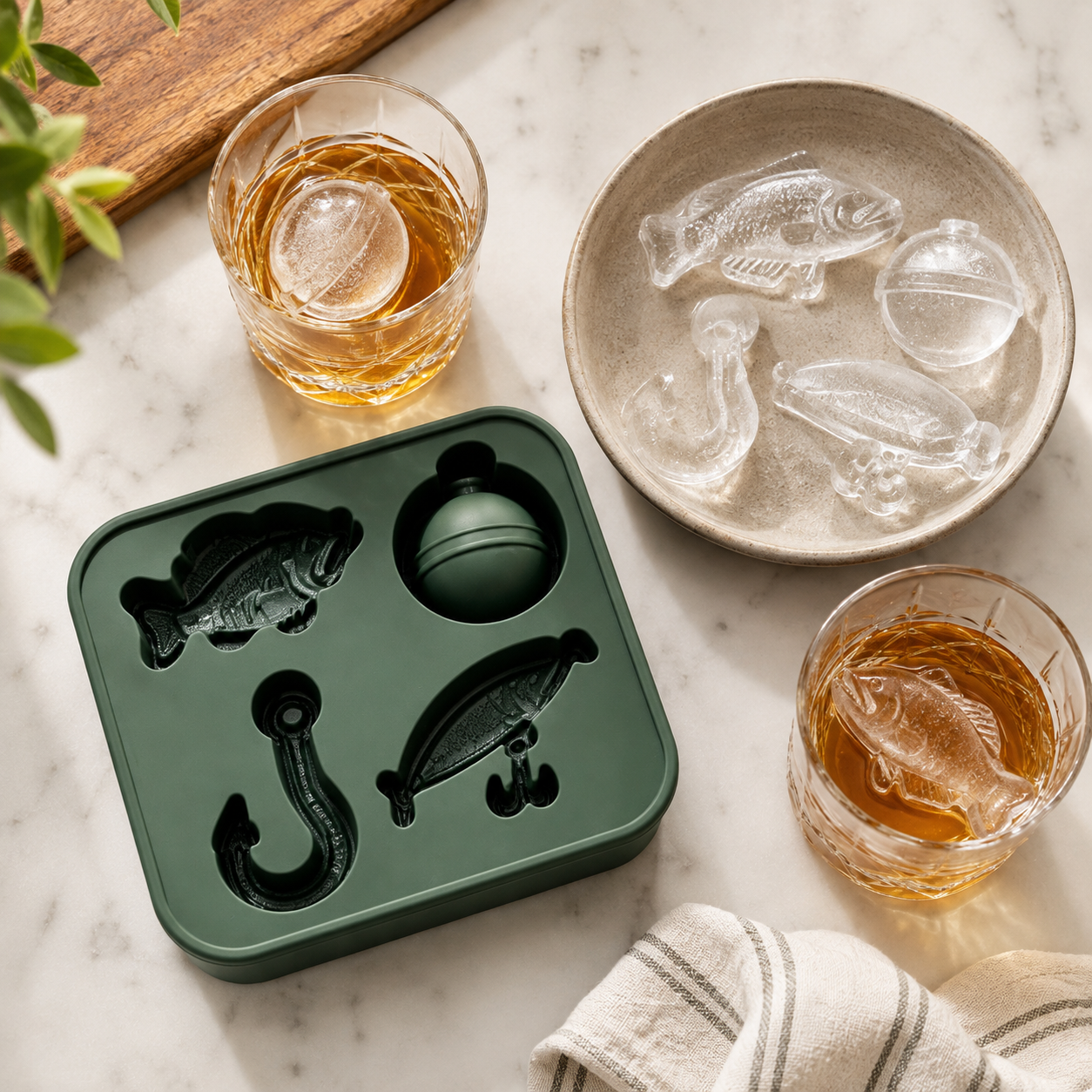 🎣 Fishing-Themed Ice Mold – Fish, Lure, Hook & Bobber Shapes
