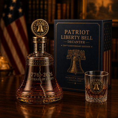 🔔1776–2026 Patriot Liberty Bell Whiskey Decanter Set – 250th Anniversary Collector’s Gift with Matching Glass