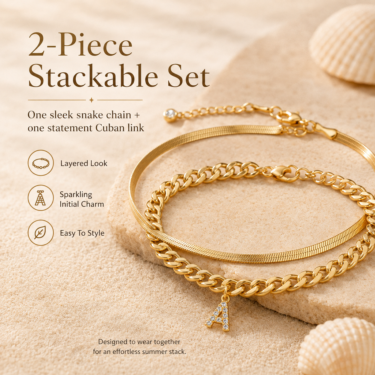 ✨ Gold Initial Anklet – 14K Gold Plated, Waterproof Adjustable Letter Pendant, Stackable Beach  Jewelry
