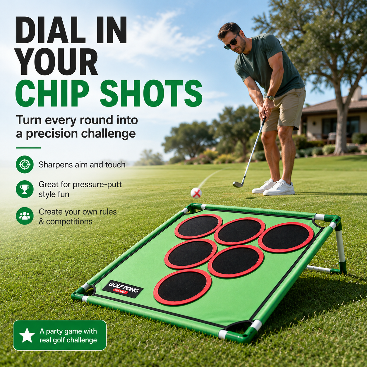 ⛳ Golf Pong Game Set | Complete Golf Pong Kit with 20 Balls, Game Mat & Storage Case for Indoor & Outdoor Play