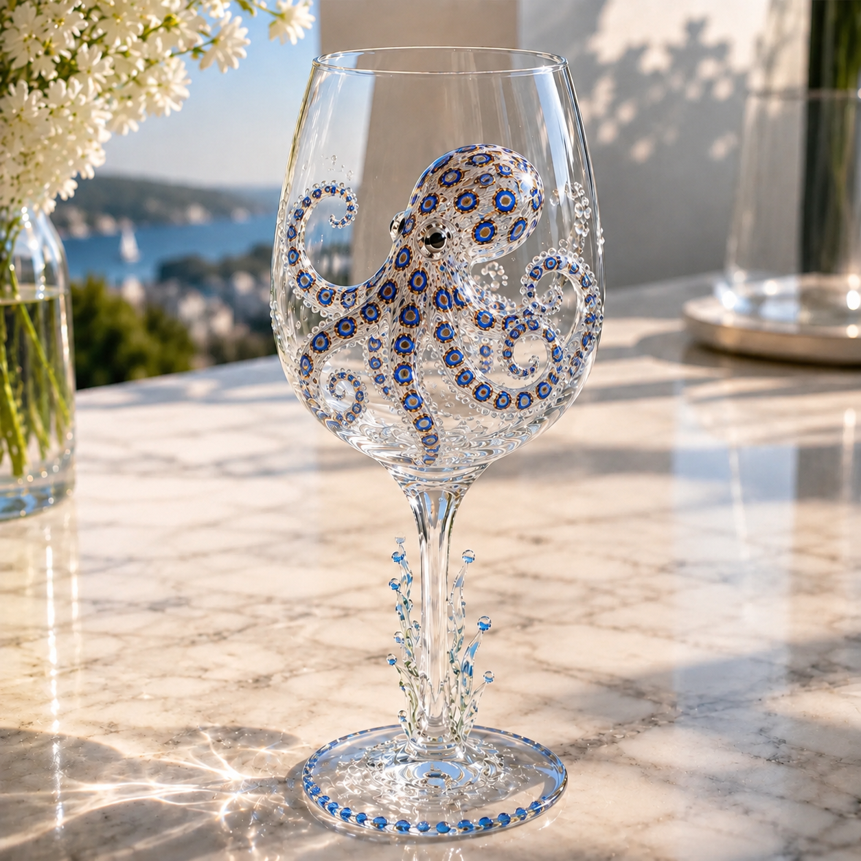 🌊Ocean Treasures Handcrafted 3D Sea Life Wine Glass Collection
