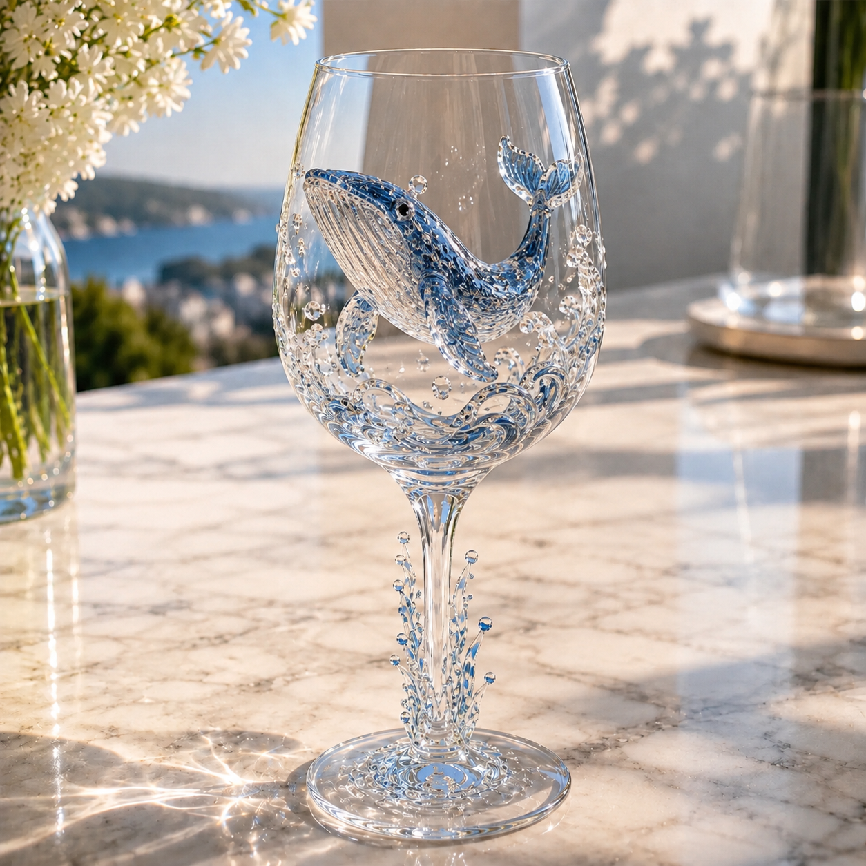 🌊Ocean Treasures Handcrafted 3D Sea Life Wine Glass Collection
