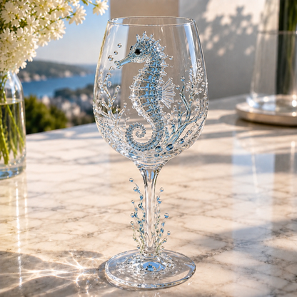 🌊Ocean Treasures Handcrafted 3D Sea Life Wine Glass Collection
