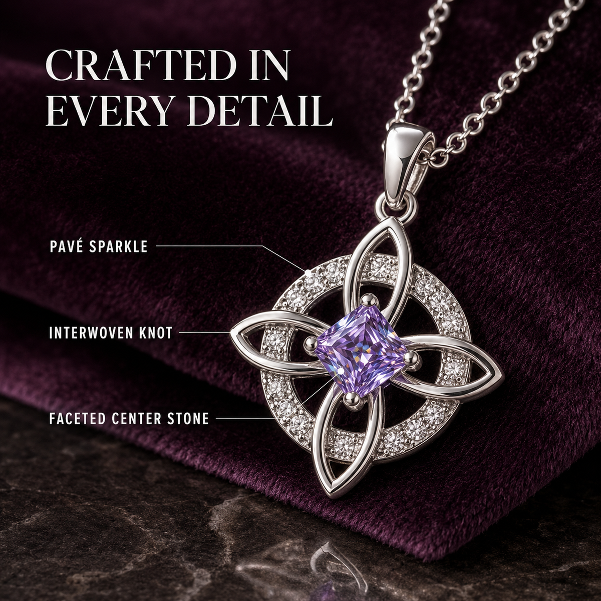 🔮 Personalized Witch’s Knot Birthstone Necklace – Sacred Protection & Luck Talisman ✨