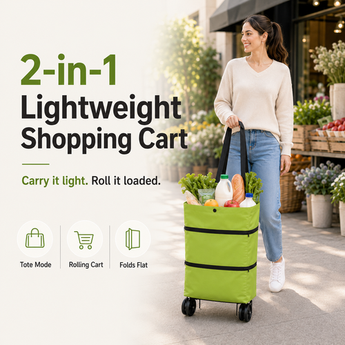 ✨2 in 1 Lightweight Collapsible Shopping Cart