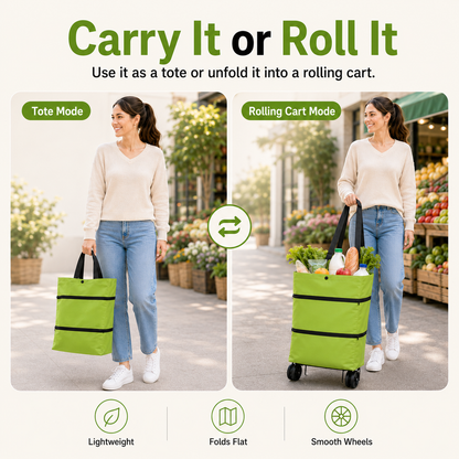 ✨2 in 1 Lightweight Collapsible Shopping Cart