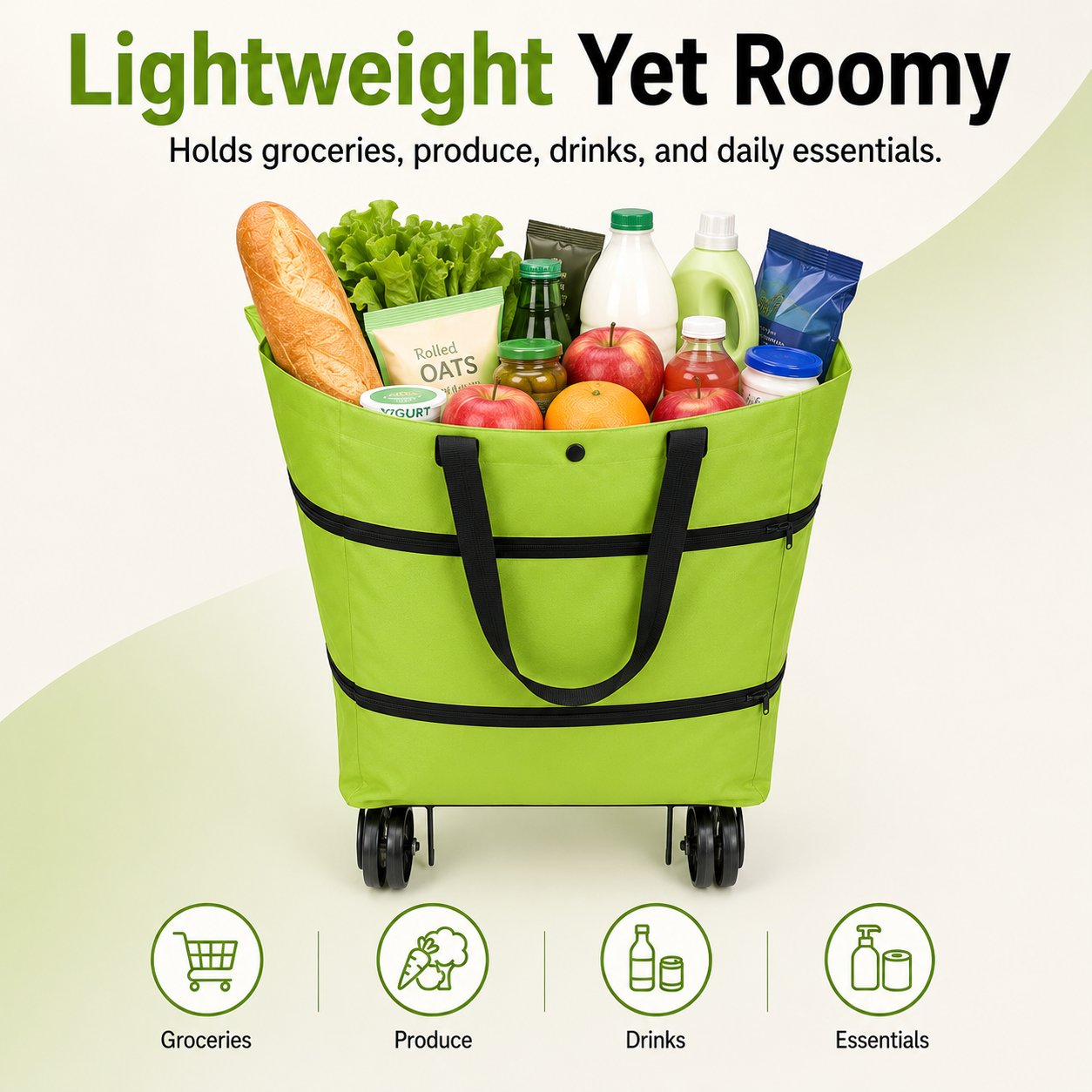 ✨2 in 1 Lightweight Collapsible Shopping Cart