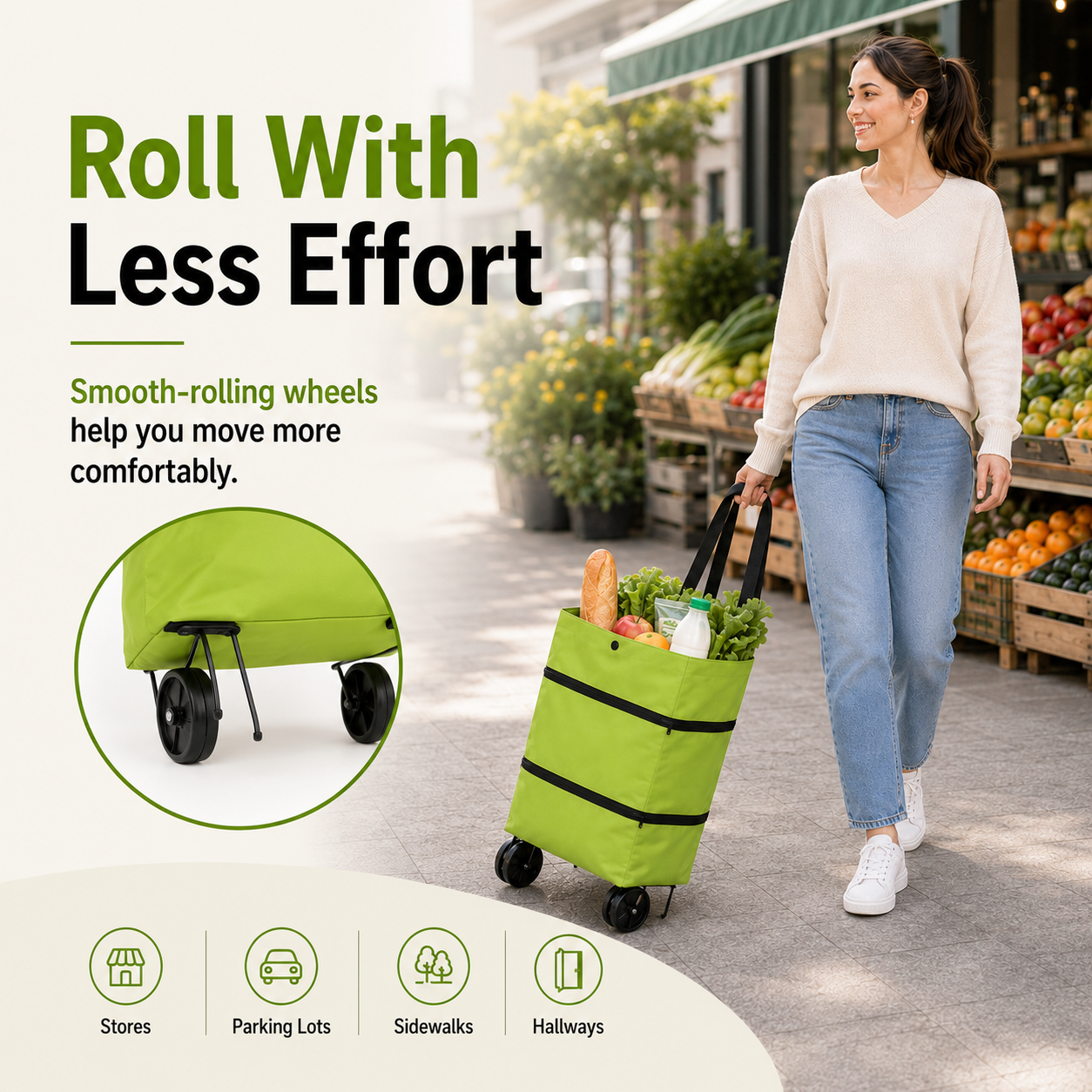 ✨2 in 1 Lightweight Collapsible Shopping Cart