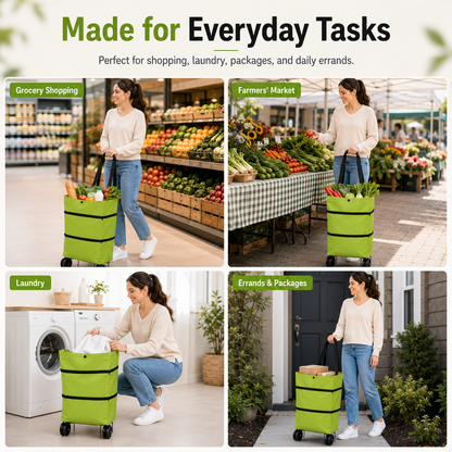 ✨2 in 1 Lightweight Collapsible Shopping Cart