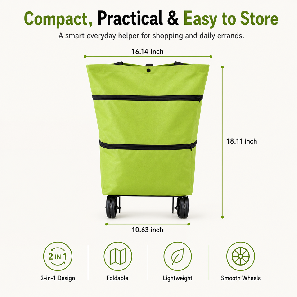 ✨2 in 1 Lightweight Collapsible Shopping Cart