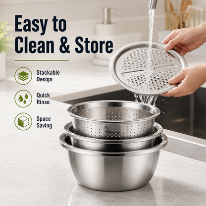🔥 TODAY ONLY 50% OFF 🥕 3-in-1 Stainless Steel Vegetable Grater Bowl