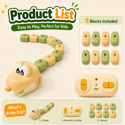 🐍Remote Control Snake Block‑Collecting Game, RC Snake Interactive Toy, Fun Block‑Stacking Collecting Game Toy for Kids & Family Party