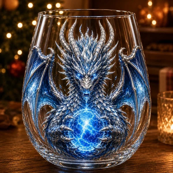 Mythic Dragon Glass Art Cup – Handcrafted Fantasy Whiskey Glass