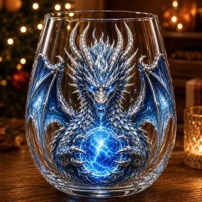 Mythic Dragon Glass Art Cup – Handcrafted Fantasy Whiskey Glass