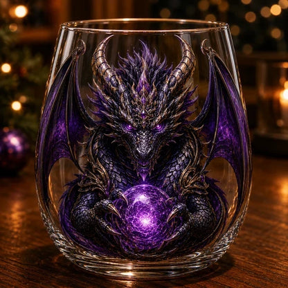Mythic Dragon Glass Art Cup – Handcrafted Fantasy Whiskey Glass