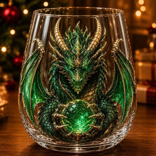 Mythic Dragon Glass Art Cup – Handcrafted Fantasy Whiskey Glass
