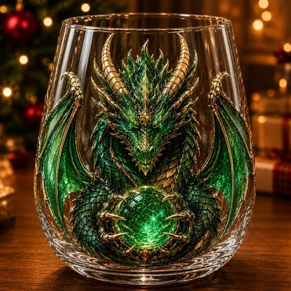 Mythic Dragon Glass Art Cup – Handcrafted Fantasy Whiskey Glass