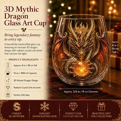 Mythic Dragon Glass Art Cup – Handcrafted Fantasy Whiskey Glass