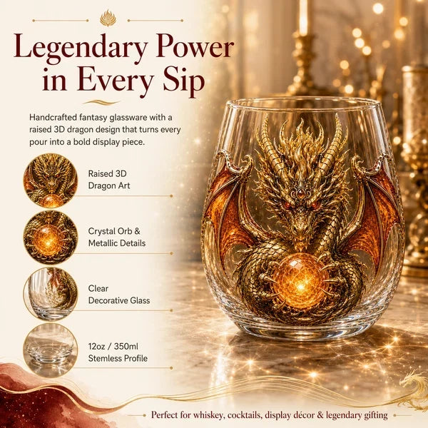 Mythic Dragon Glass Art Cup – Handcrafted Fantasy Whiskey Glass