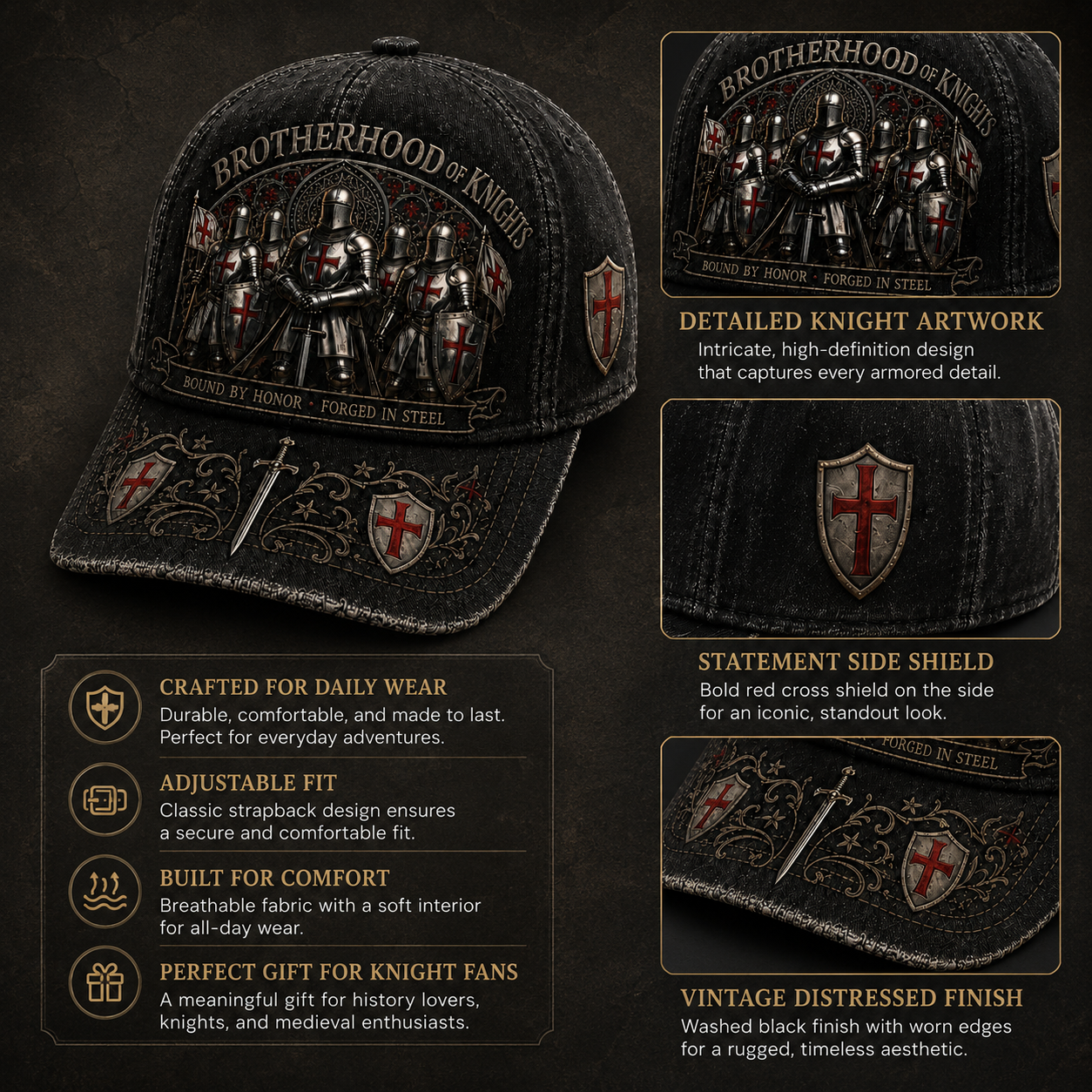 ⚔️ Bound By Honor, Forged In Steel – Knights Templar Cap