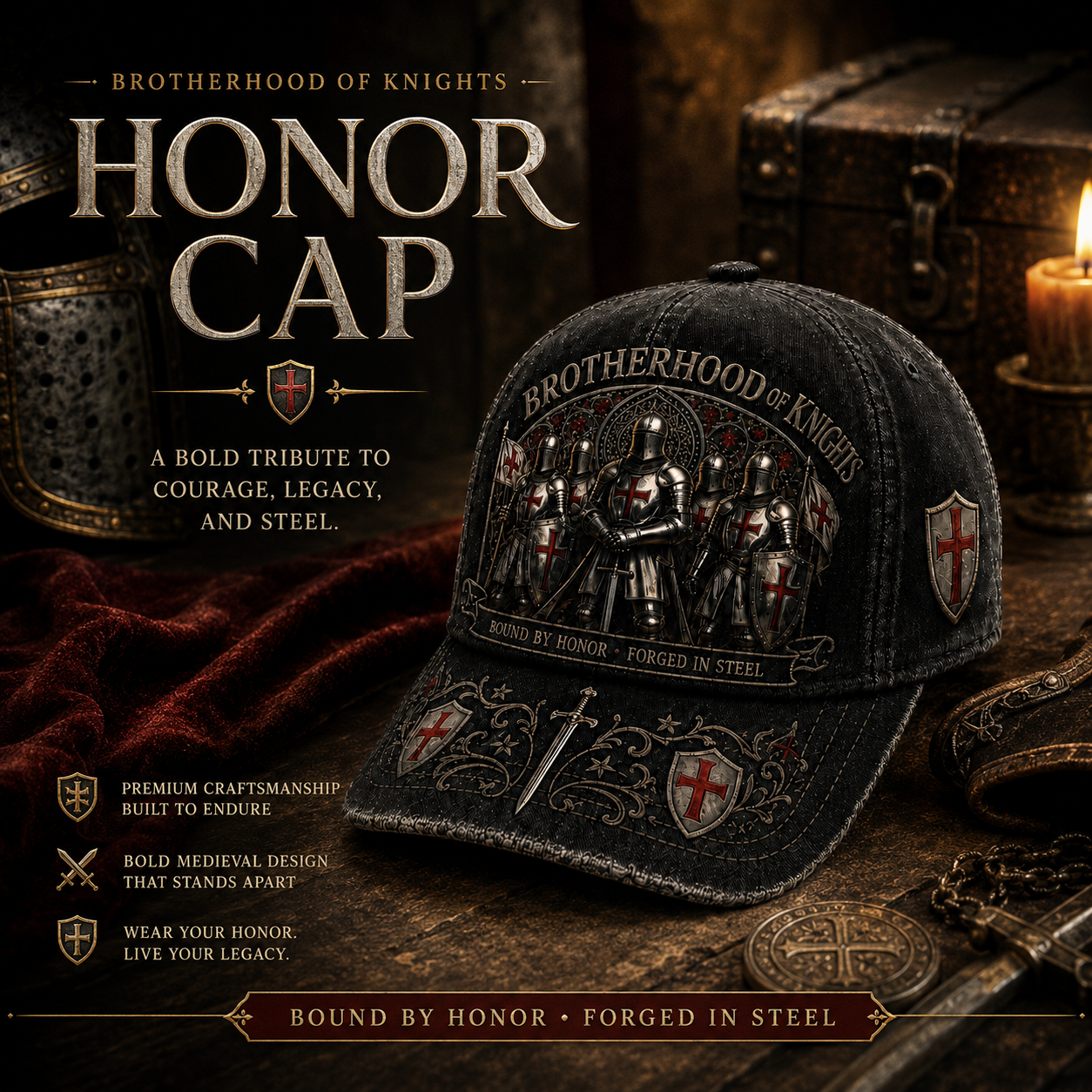 ⚔️ Bound By Honor, Forged In Steel – Knights Templar Cap
