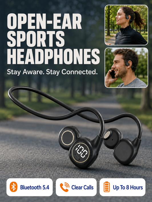 Deal Open-Ear Neckband Bluetooth 6.0 Headphones – HiFi Stereo, ENC Calls & Sweatproof