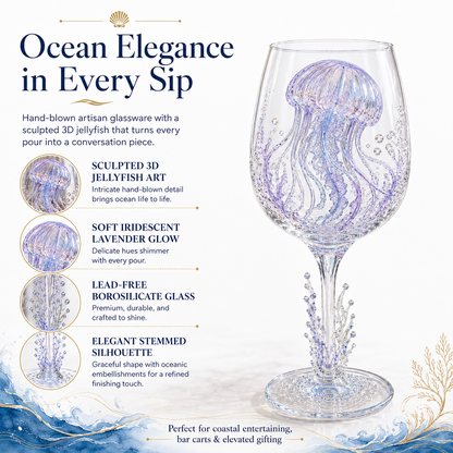 🌊Ocean Treasures Handcrafted 3D Sea Life Wine Glass Collection