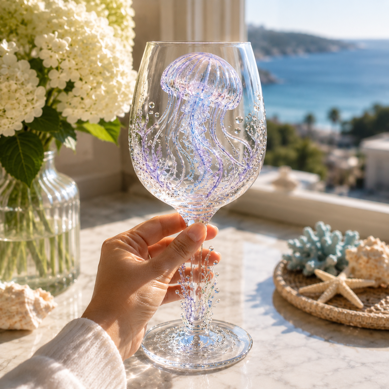 🌊Ocean Treasures Handcrafted 3D Sea Life Wine Glass Collection