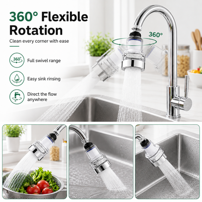 360° Rotating Faucet Aerator Filter, 6-Layer Filter with 3 Water Modes（ Includes 10 Replacement Filters ）