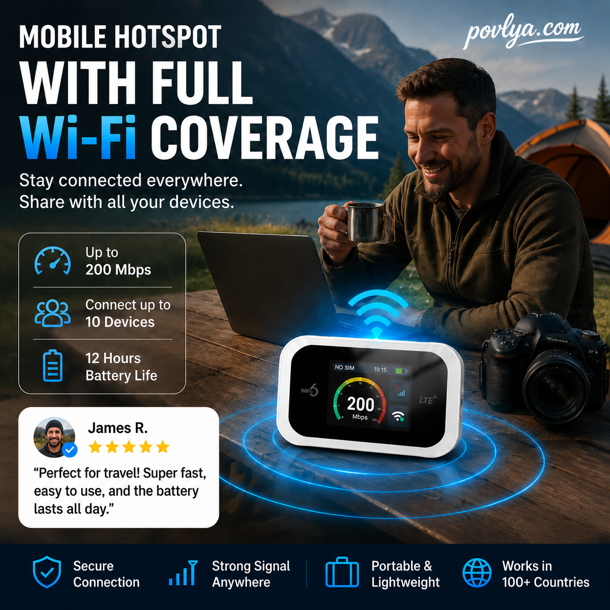 🔥2026 HOT SALE｜50K+ SOLD! 50% OFF! Portable Mobile Hotspot, Full‑Coverage Anywhere. No Contract, No Setup, Stay Connected On‑the‑Go!