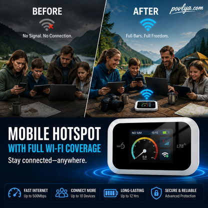 🔥2026 HOT SALE｜50K+ SOLD! 50% OFF! Portable Mobile Hotspot, Full‑Coverage Anywhere. No Contract, No Setup, Stay Connected On‑the‑Go!