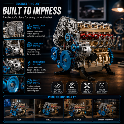 🏎️🛠️The Ultimate Desktop Masterpiece: Miniature V8 Small-Block Static Model Kit