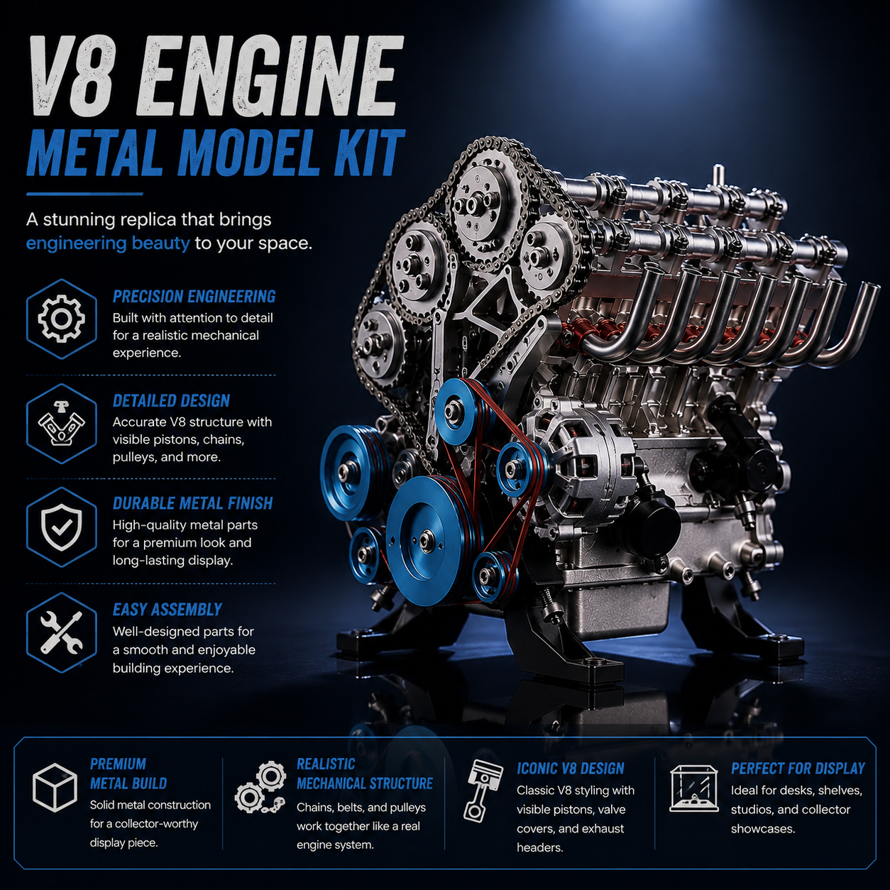 🏎️🛠️The Ultimate Desktop Masterpiece: Miniature V8 Small-Block Static Model Kit