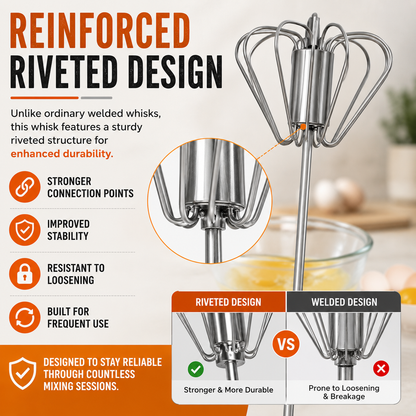 🥄✨ Stainless Steel Hand-Push Rotary Whisk – Effortless Mixing in  Seconds!