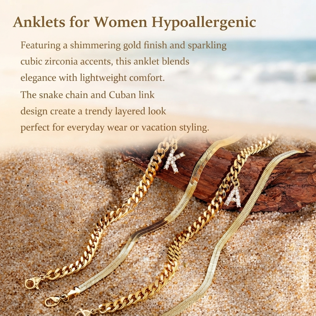 ✨ Gold Initial Anklet – 14K Gold Plated, Waterproof Adjustable Letter Pendant, Stackable Beach  Jewelry