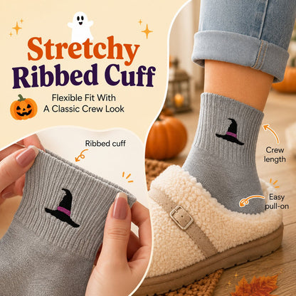 Halloween Embroidered Crew  Socks