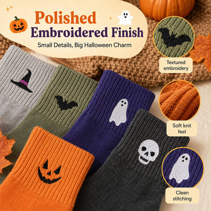Halloween Embroidered Crew  Socks