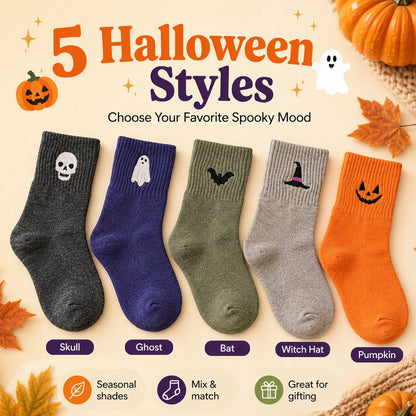 Halloween Embroidered Crew  Socks