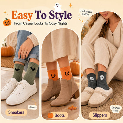 Halloween Embroidered Crew  Socks