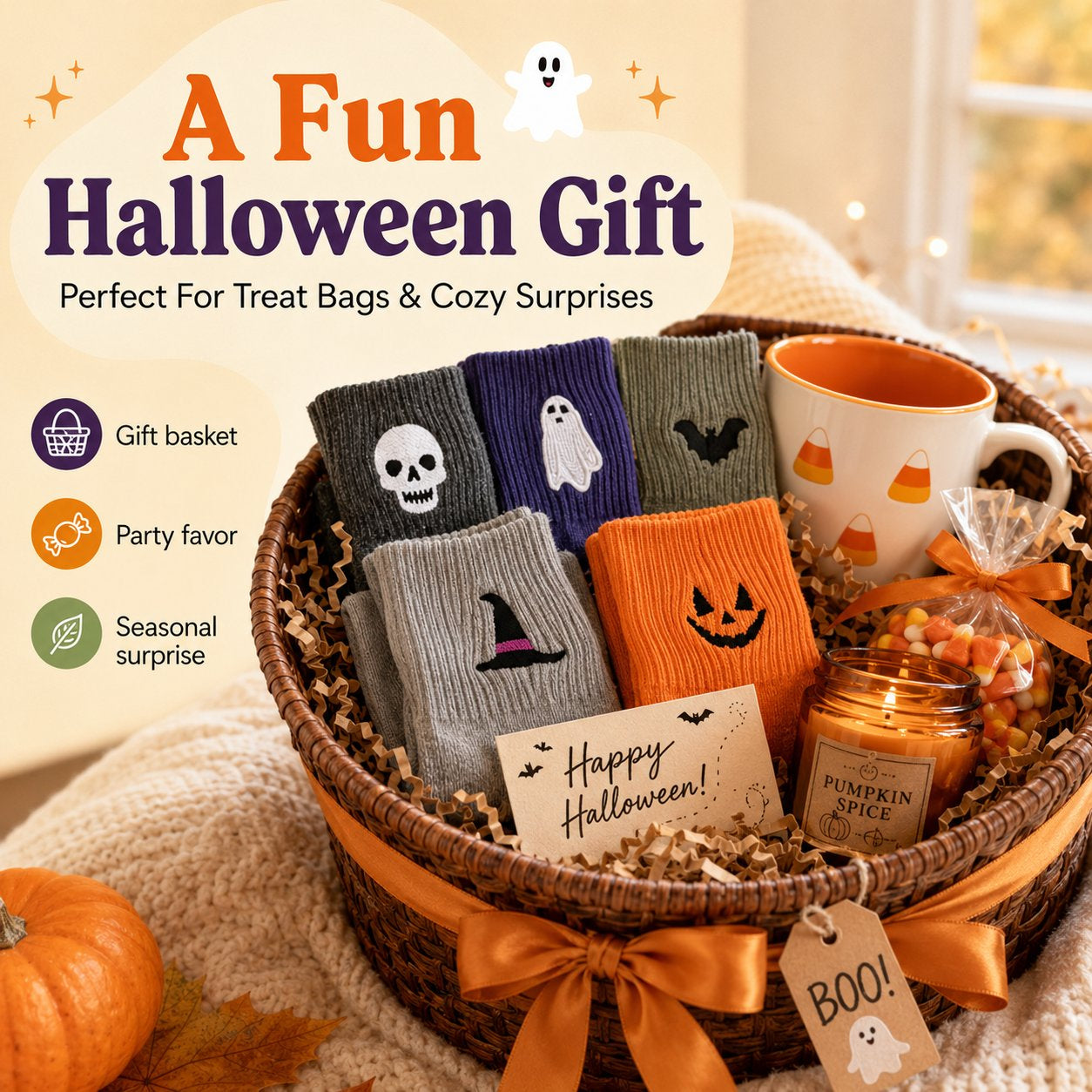 Halloween Embroidered Crew  Socks