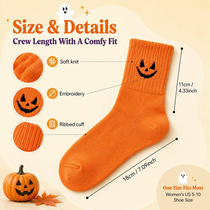 Halloween Embroidered Crew  Socks