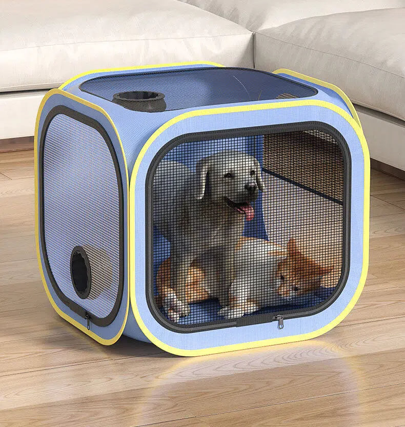 Foldable Dual-Vent Pet Dryer Box, Scratch Resistant Pet Drying Cage, Portable Pet Blow Dryer Tent for Home Bath Grooming SPA for Cats and Dogs