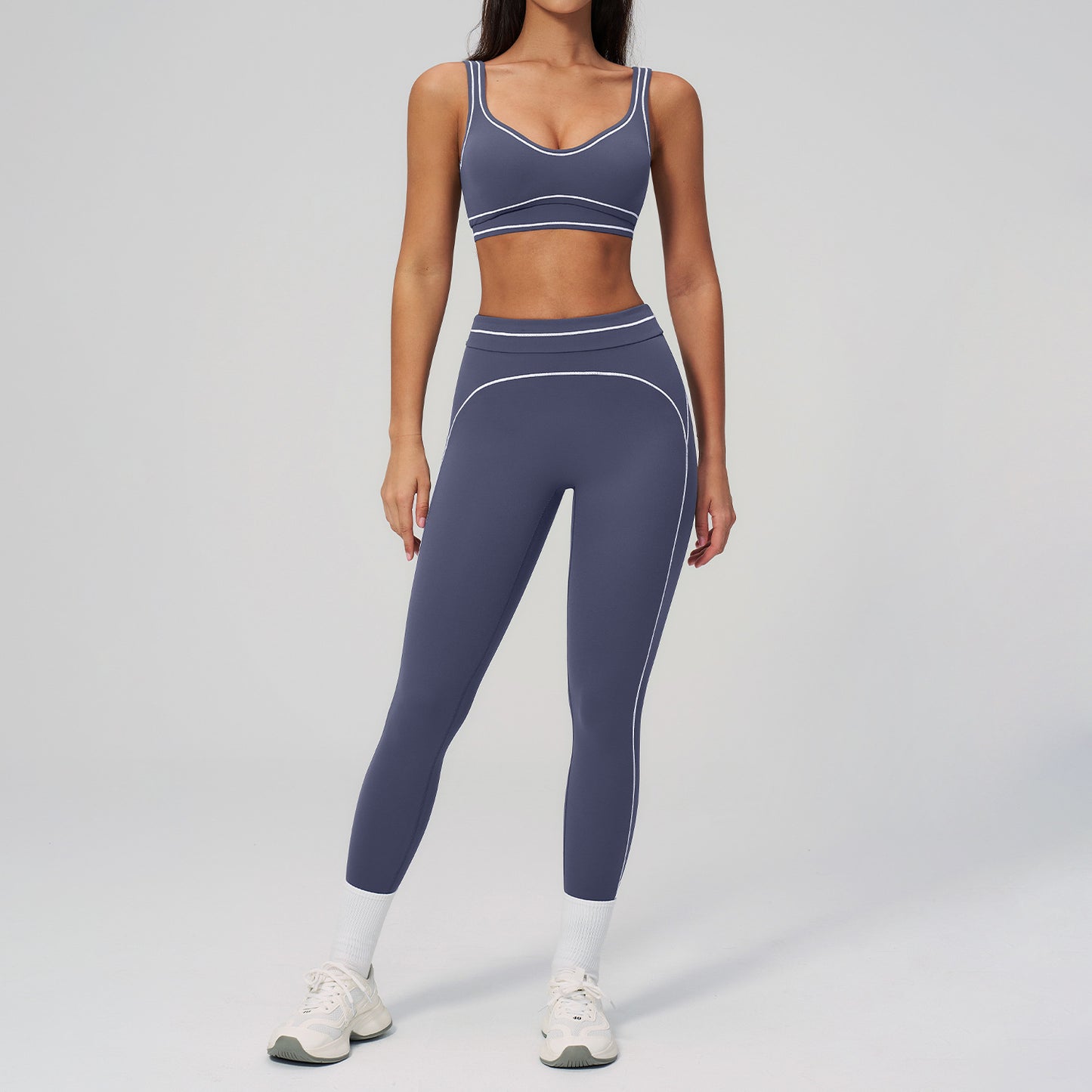 Women's Fashion Versatile High-Waisted Yoga Pants Set, Gym Training Workout Clothes, Outdoor Sports Tennis, Butt-Lifting Tight-Fitting.