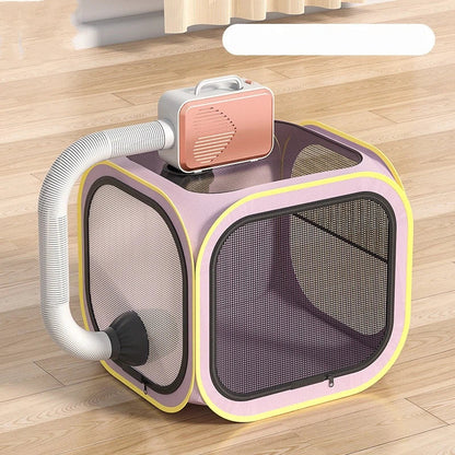 Foldable Dual-Vent Pet Dryer Box, Scratch Resistant Pet Drying Cage, Portable Pet Blow Dryer Tent for Home Bath Grooming SPA for Cats and Dogs